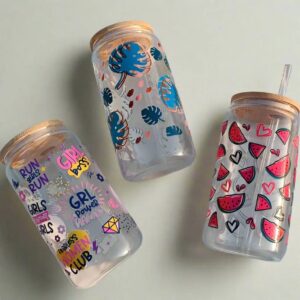 450ml Glass Can with Lid and Glass Straw | TumblerValley