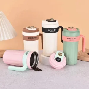 Digital Display Thermos Coffee Mug 650ml - Brown